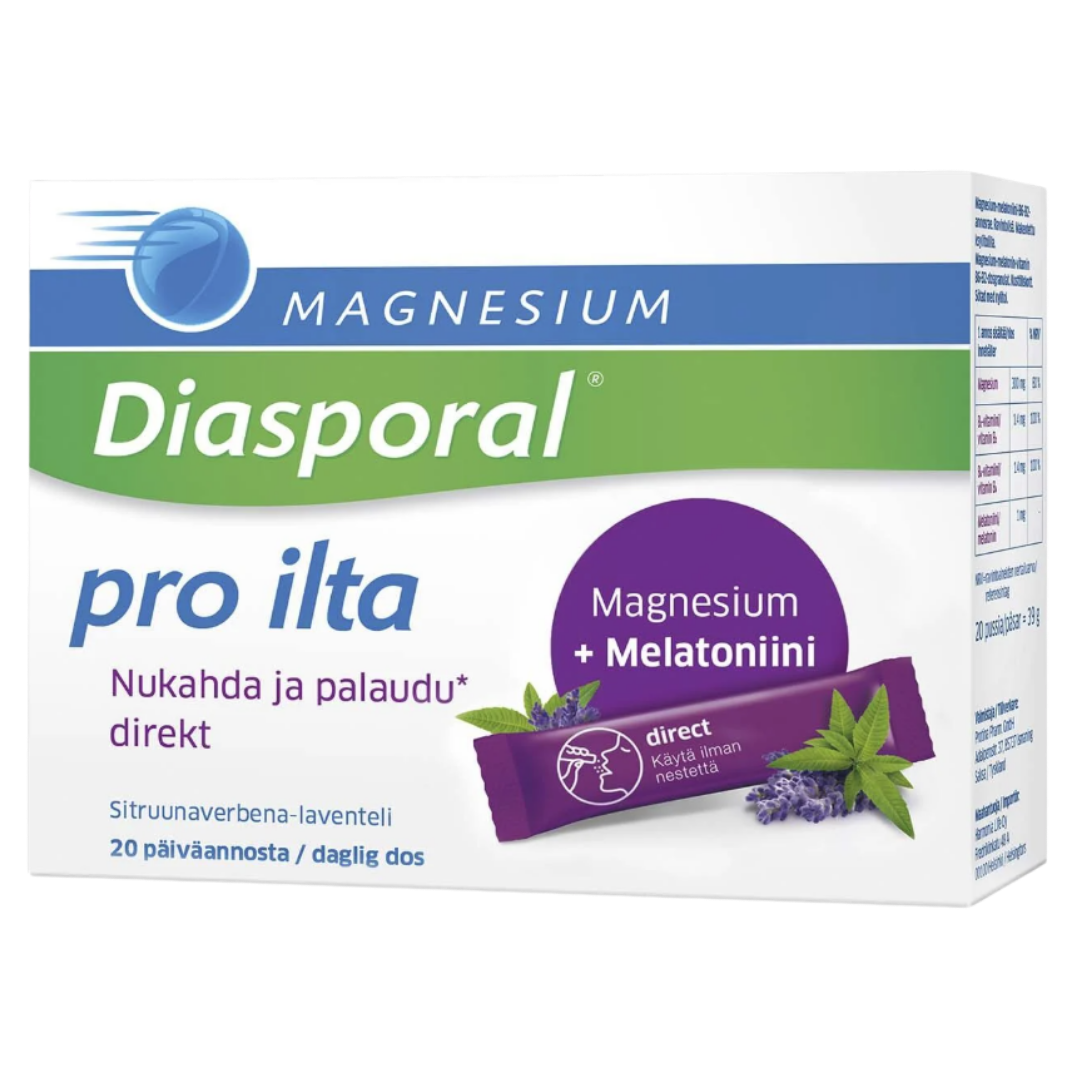 Diasporal Magnesium Pro Ilta - Magnesium + Melatoniini 20 kpl