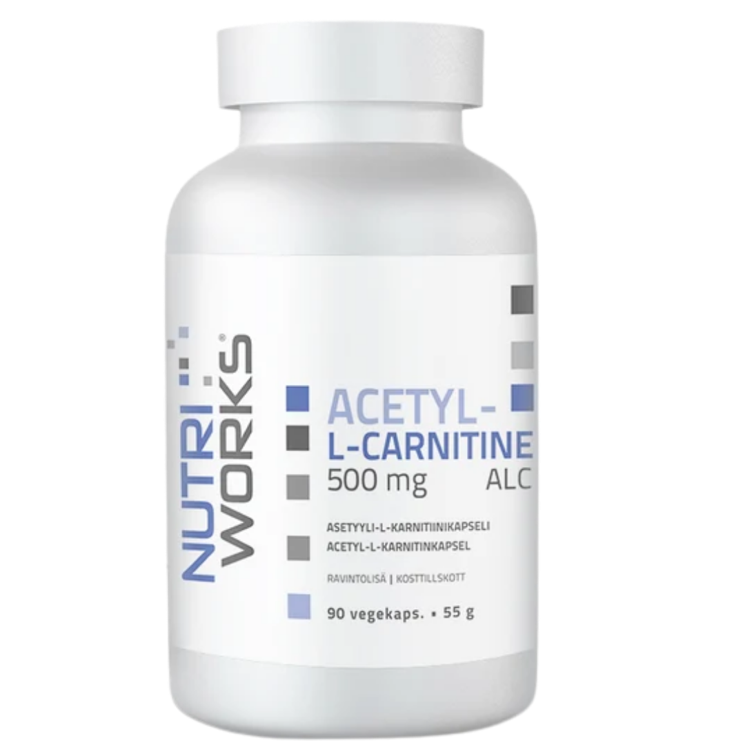 Nutri Works Acetyl - L-Carnitine 500mg - Asetyyli-L-Karnitiini 90 kaps.