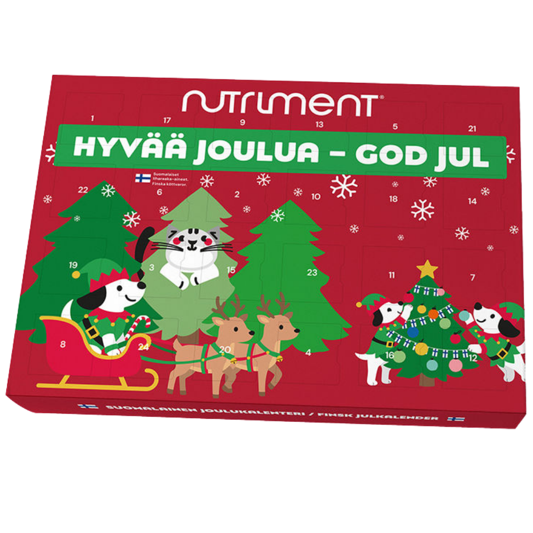 Nutriment Joulukalenteri koiralle, 24 luukkua, herkkukalenteri, sinunapteekki.fi