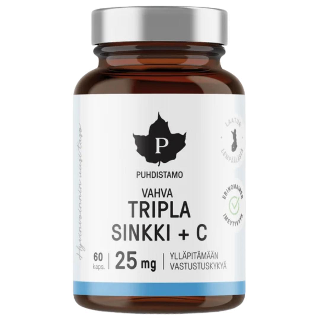 Puhdistamo Tripla Sinkki + C 25 mg 60 kaps.