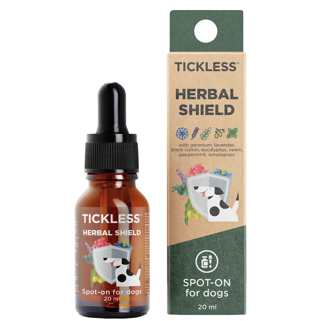 Tickless Herbal Shield Spot-On - Eteeristen öljyjen seos koirille 20 ml