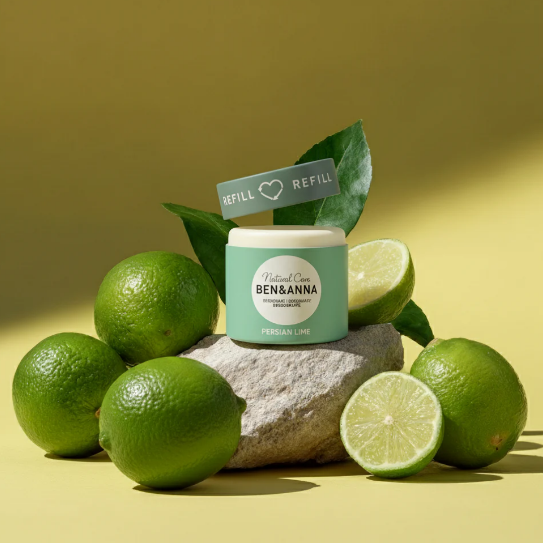 Ben & Anna Persian Lime -deodorantin energisoiva ja kirpeän sitruksinen tuoksu sopii sekä miehille että naisille.