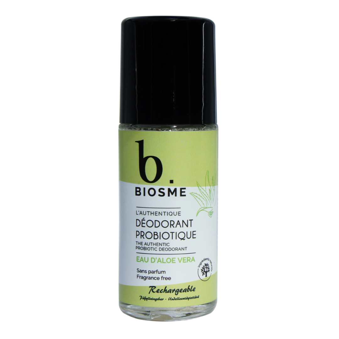 Luonnollinen ja tehokas Biosme Probiotic Deodorant Eau D'Aloe Vera - Roll-On Deodorantti hajusteettomana.