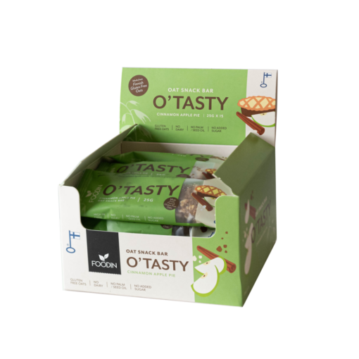 Foodin O'Tasty Oat Snack Bar Cinnamon Apple Pie - Kaurapatukka Kaneli & Omenapiirakka 15 kpl x 25 g TUKKUPAKKAUS
