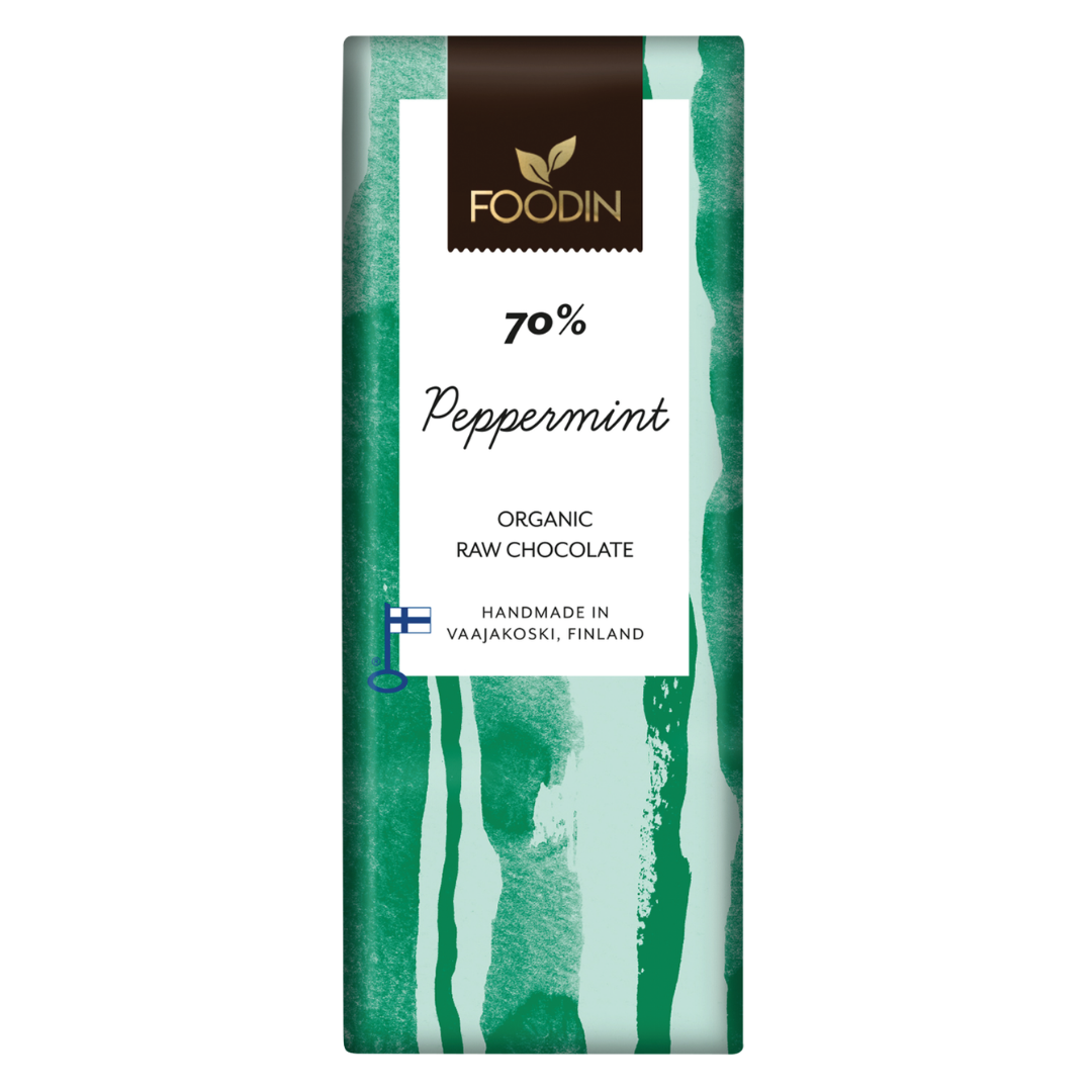 Foodin Peppermint 70 % - Raakasuklaa 40 g - Sinunapteekki.fi