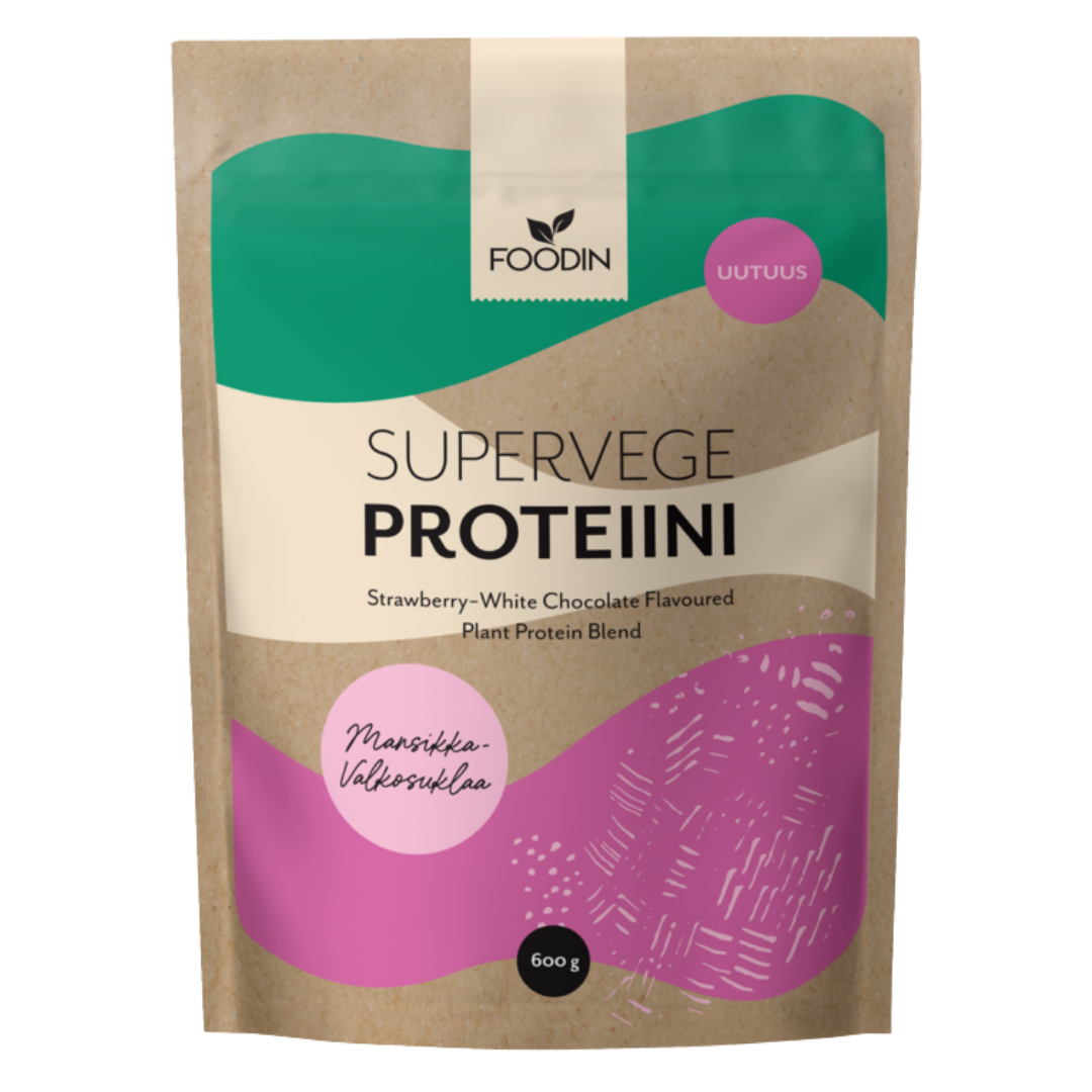 Foodin Supervege Proteiini Mansikka-Valkosuklaa 600 g