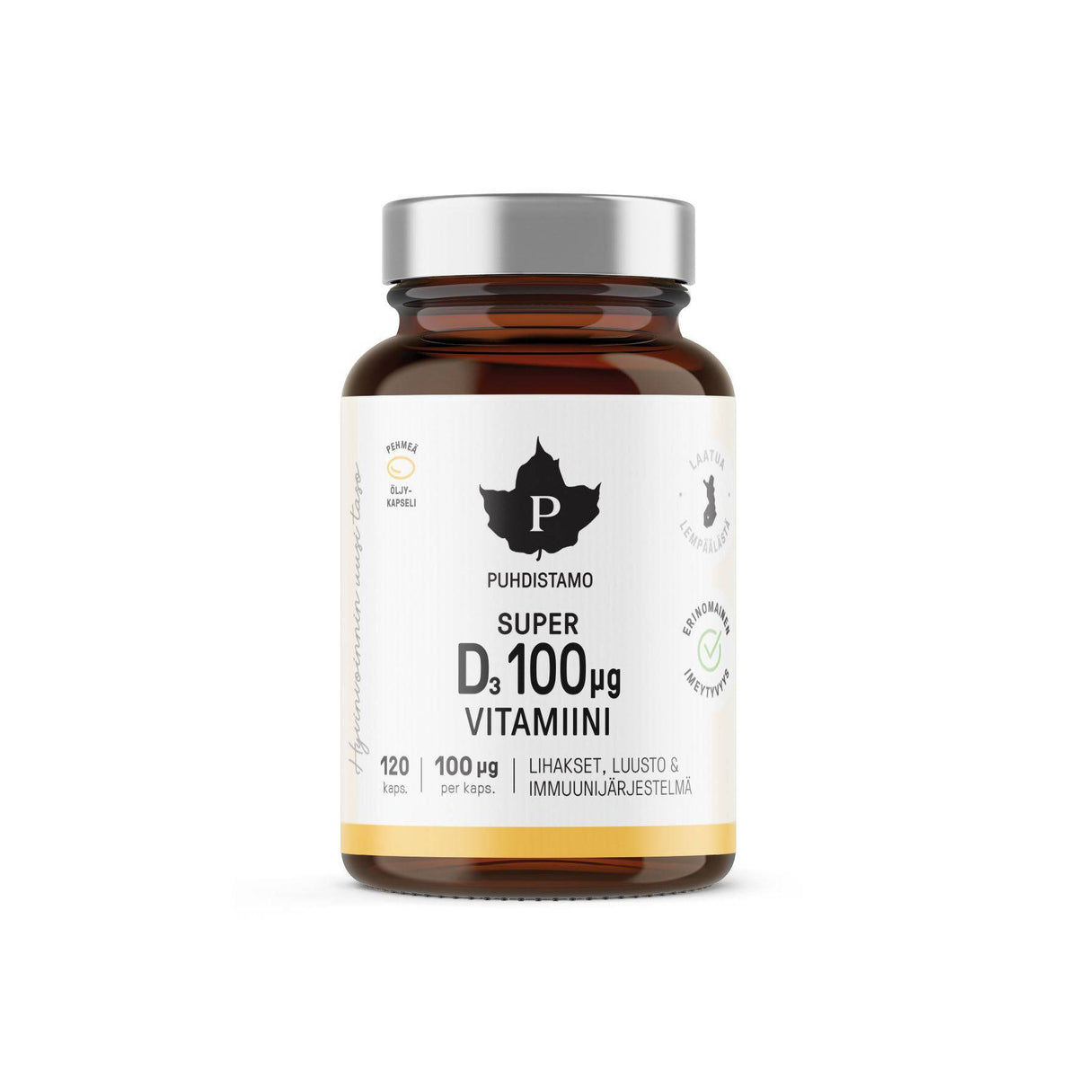 Puhdistamo Super D-Vitamiini 100 μg 120 kaps. - Sinunapteekki.fi