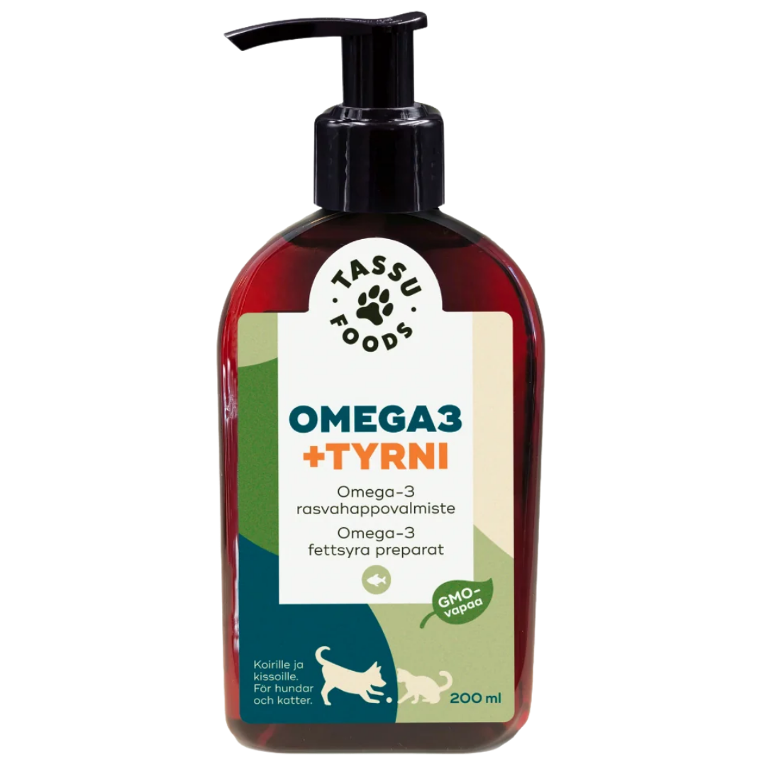 Tassu Foods Omega-3 + Tyrni - Rasvahapot Koirille ja Kissoille 200 ml