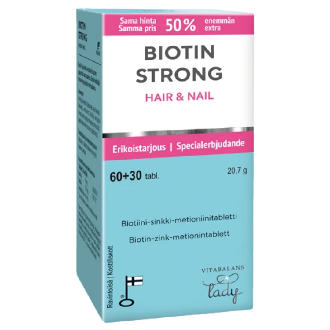 Biotin Strong Hair & Nail 60+30 tabl. - Sinunapteekki.fi