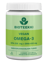 Bioteekin Vegan Omega-3 EPA 226 mg + DHA 450 mg 60 kaps. - Sinunapteekki.fi