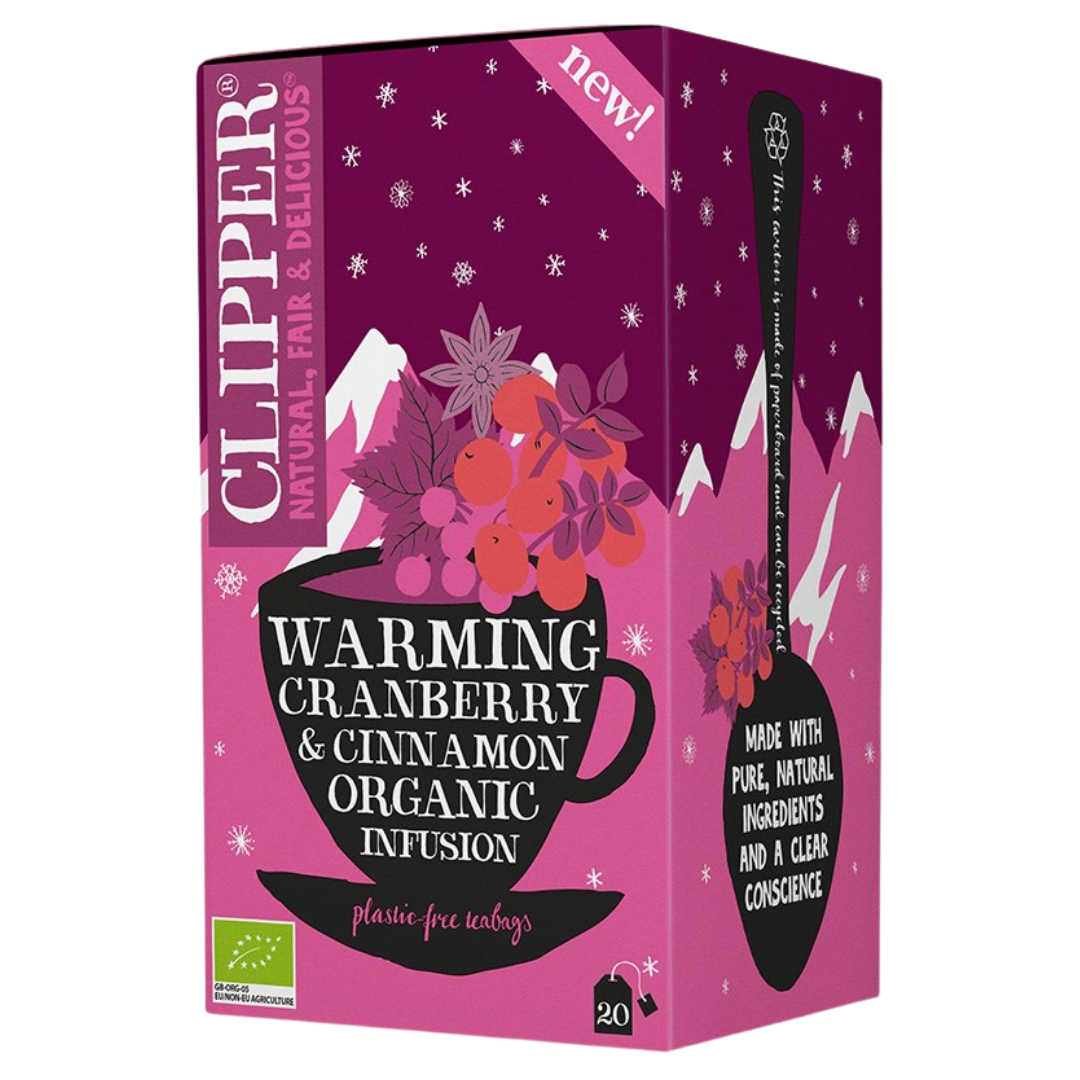 Clipper Warming Cranberry & Cinnamon 20 pss, karpalo-kaneli yrttihauduke, sinunapteekki.fi
