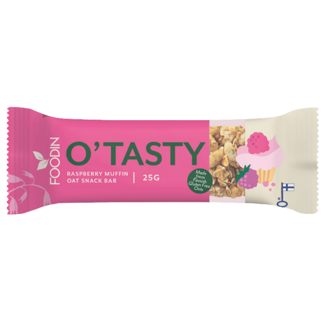 Foodin O'Tasty Oat Snack Bar Rasberry Muffin, sinunapteekki.fi