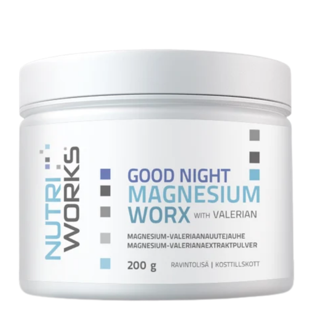 Nutri Works Good Night Magnesium WorX With Valerian - Magnesium-Valeriaanajauhe 200 g