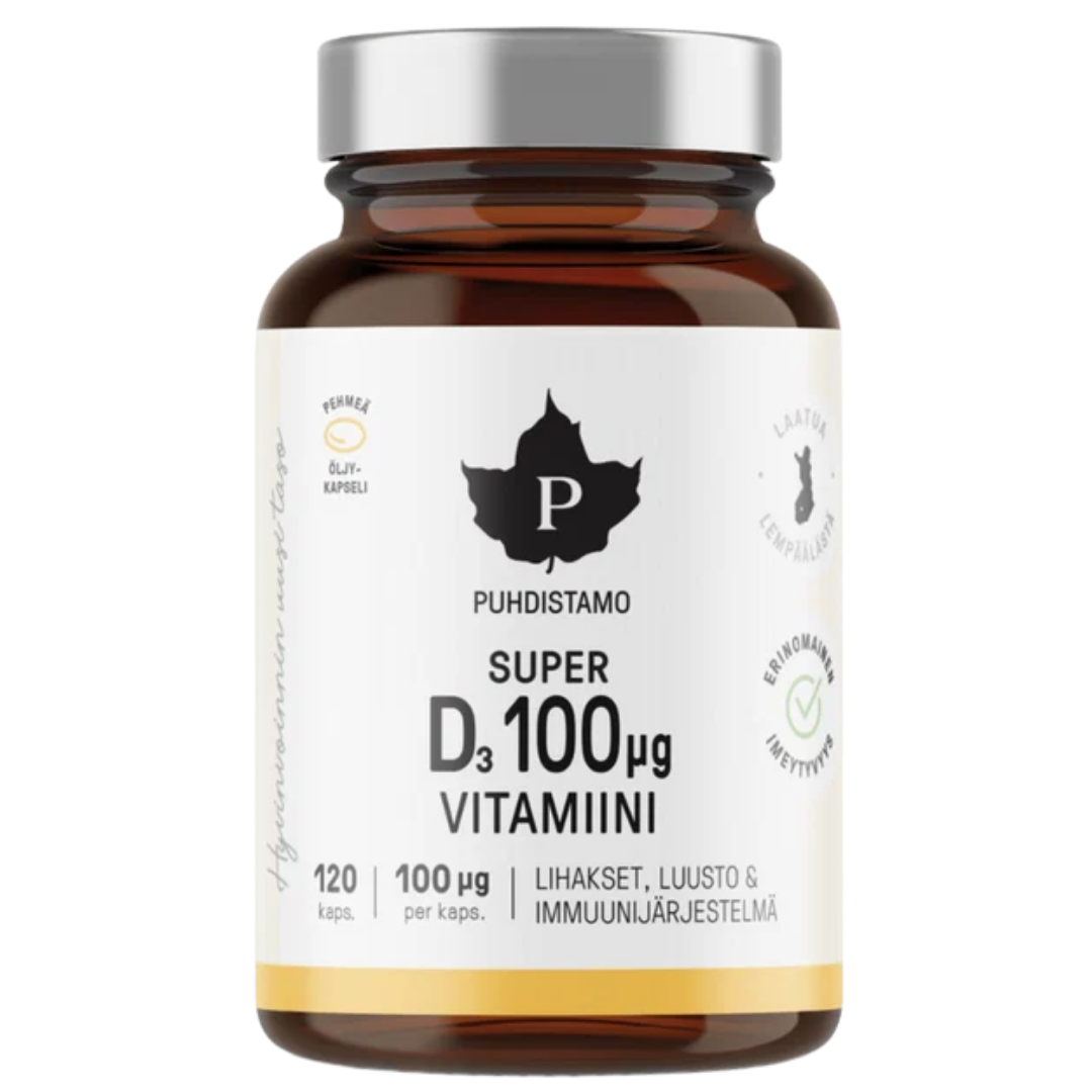 Puhdistamo Super D-Vitamiini 100 μg 120 kaps.