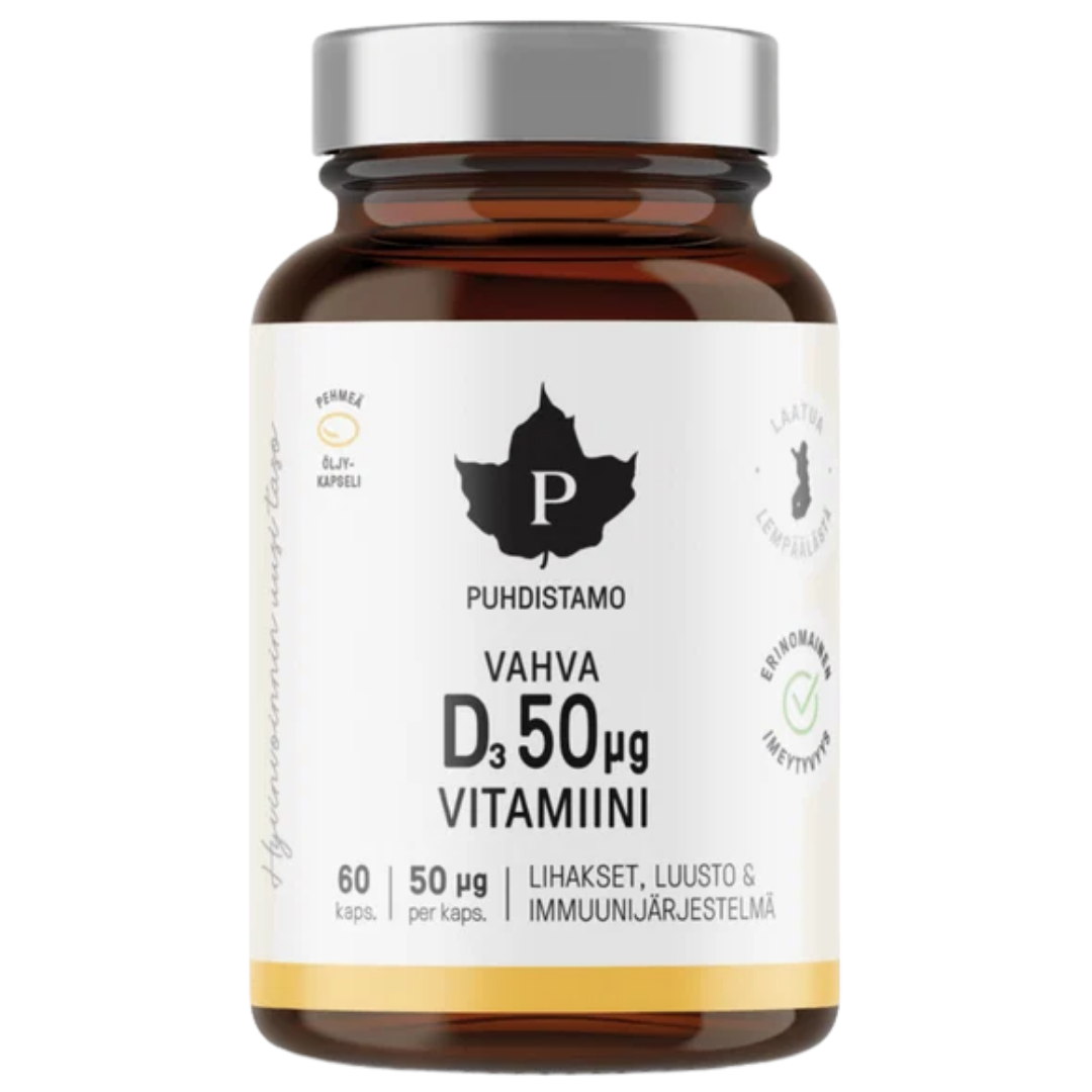 Puhdistamo Vahva D-vitamiini 50 µg 60 kaps.