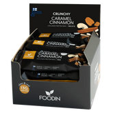 Foodin Crunchy Collagen Protein Bar Caramel Cinnamon - Kollageeniproteiinipatukka Tukkupakkaus 12 x 50g - Sinunapteekki.fi