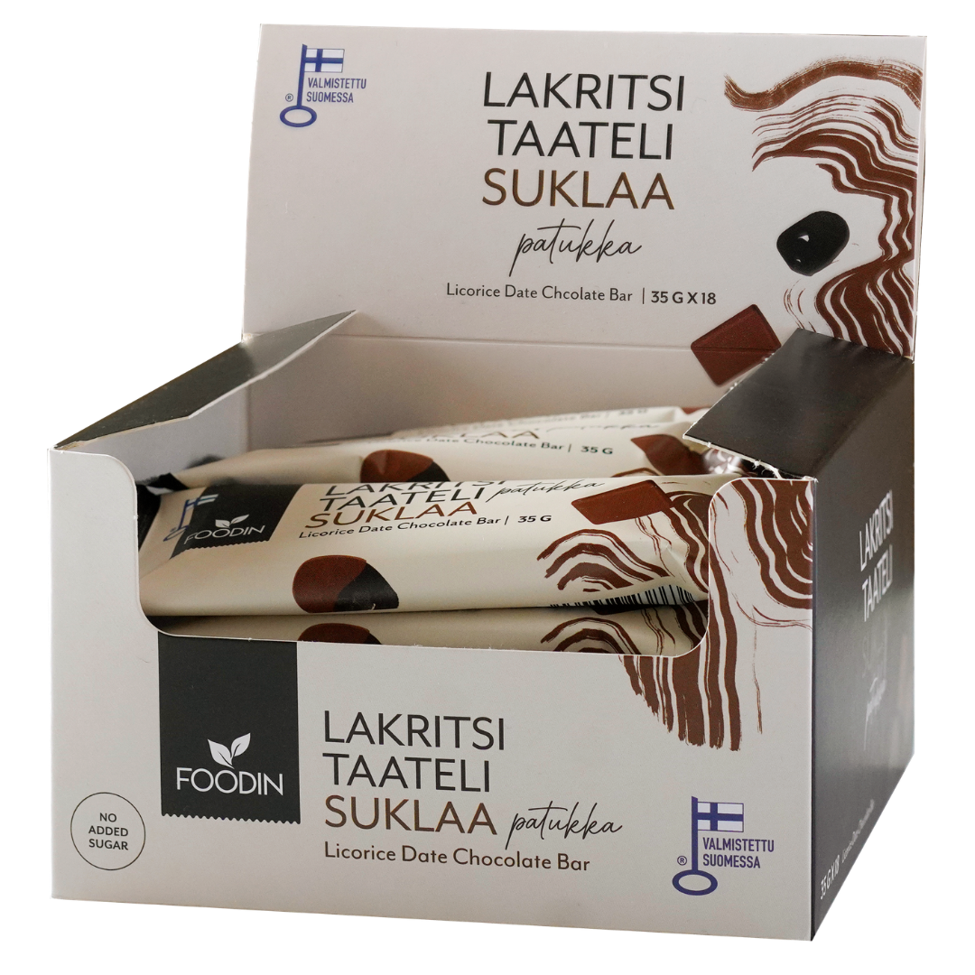 Foodin Laktritsitaatelipatukka Suklaa 18 x 35 g TUKKUPAKKAUS - Sinunapteekki.fi