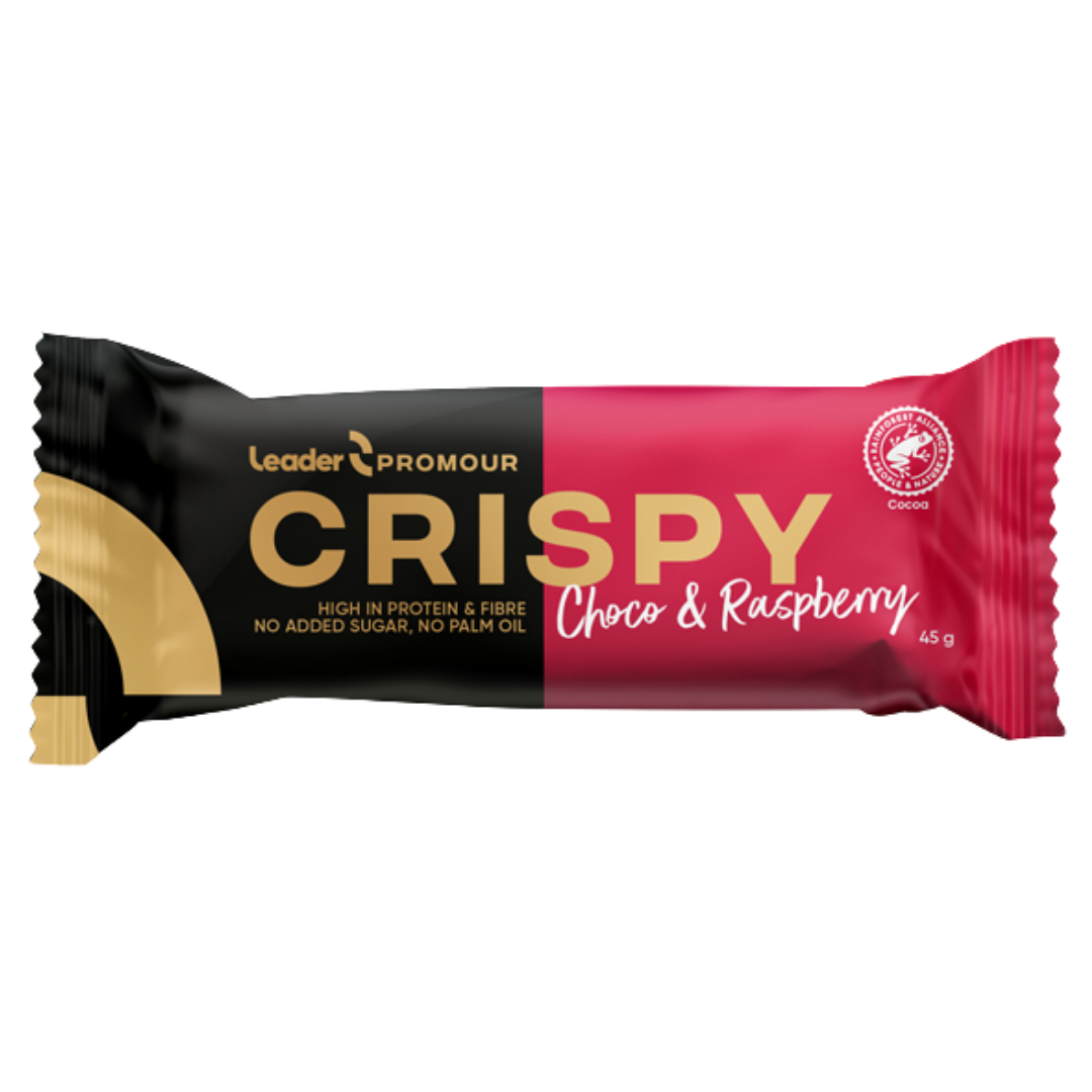 Leader Promour Crispy Choco & Rasberry - Proteiinipatukka 45 g - Sinunateekki.fi