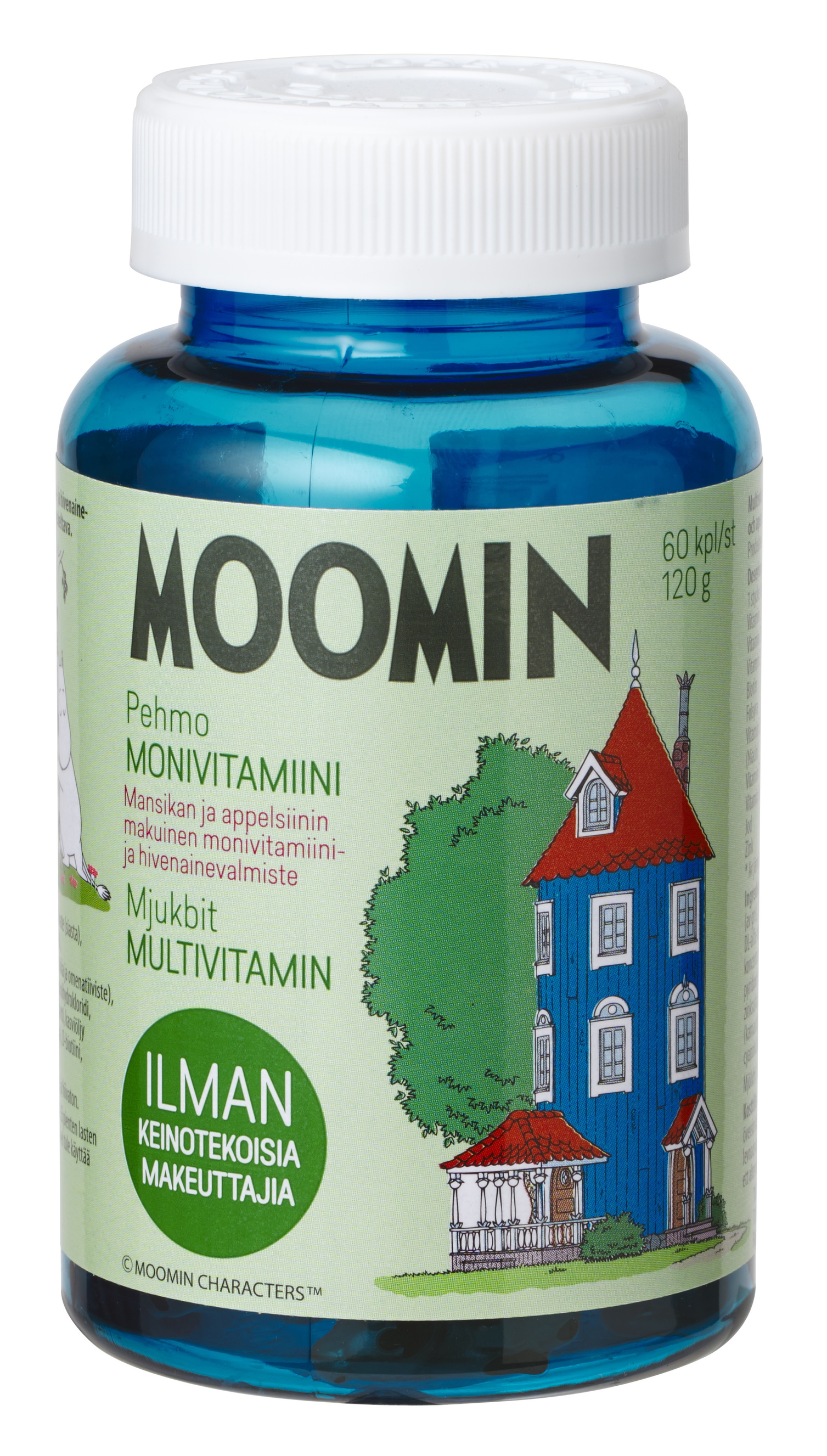 Moomin Pehmo Monivitamiini 60 kpl - Mansikan ja appelsiinin makuinen - Päiväys 07/2026 - erä