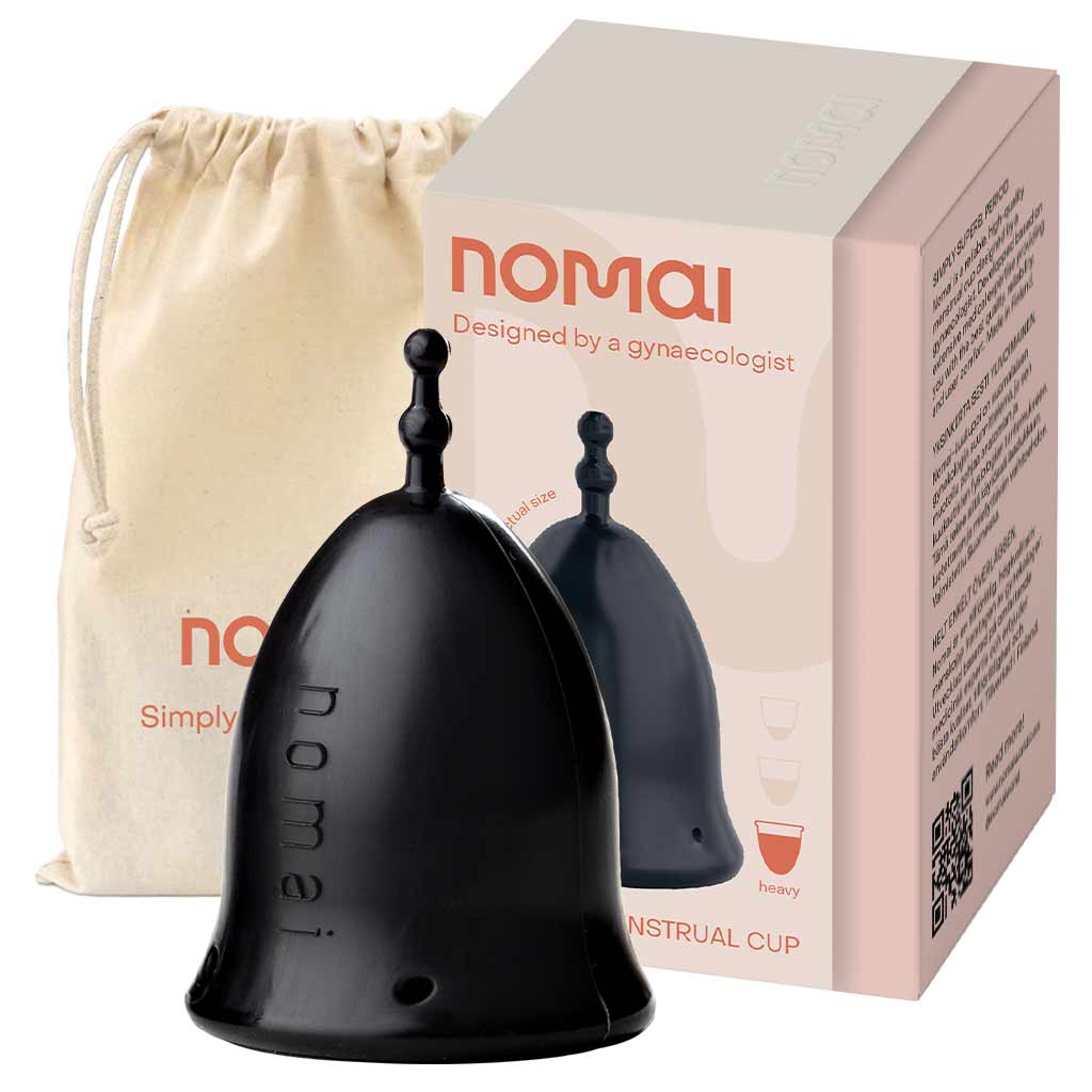 Nomai Kuukuppi Musta Heavy (L-koko) - kohtalaiseen / runsaaseen vuotoon 1 kpl - Sinunapteekki.fi