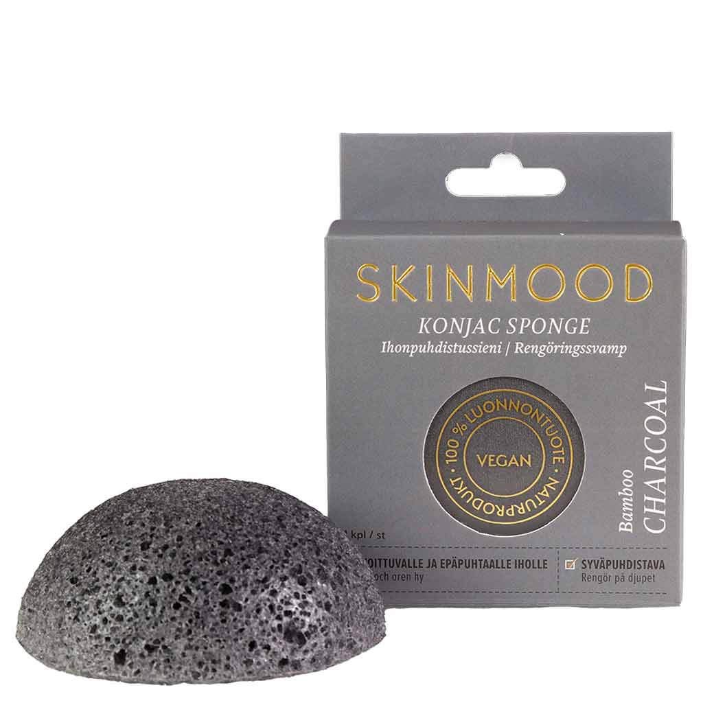 SkinMood Konjac Sponge Bamboo Charcoal - Bambuhiili Kasvosieni Rasvoittuvalle Iholle 1 kpl - erä