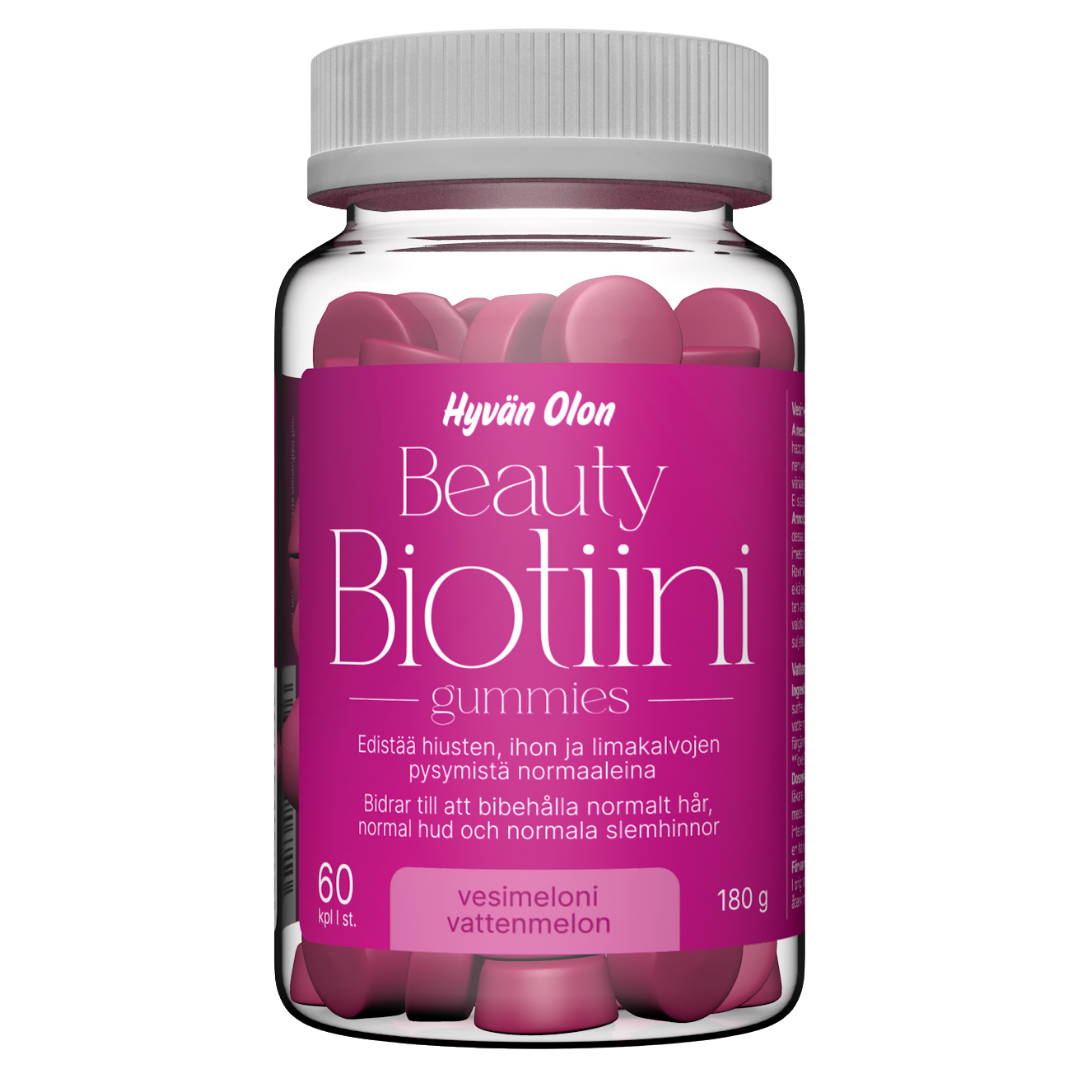 Hyvän Olon Beauty Biotiini Gummies 5000 µg - Vesimeloni 60 kpl - Sinunapteekki.fi