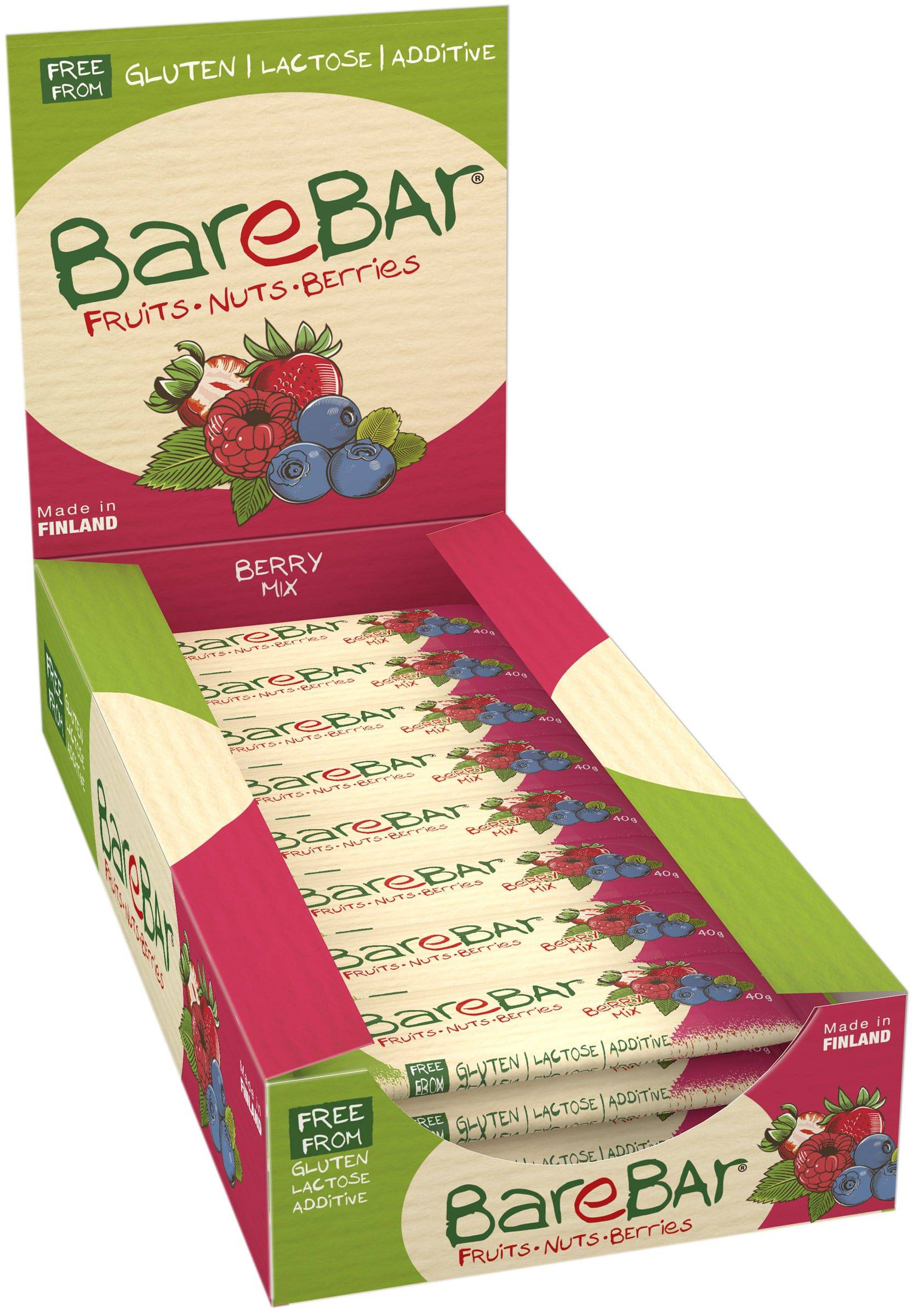 Leader BareBar Marjamix Taatelipatukka 24 x 40 g Tukkupakkaus - Päiväys 09/2024 - Sinunapteekki.fi