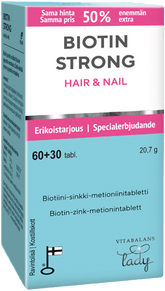 Biotin Strong Hair & Nail 60+30 tabl. - Sinunapteekki.fi