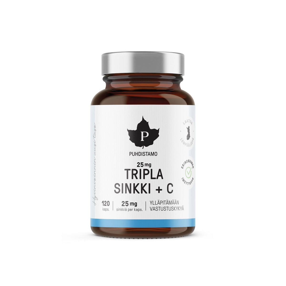 Puhdistamo Tripla Sinkki + C 25 mg 120 kaps. - Sinunapteekki.fi